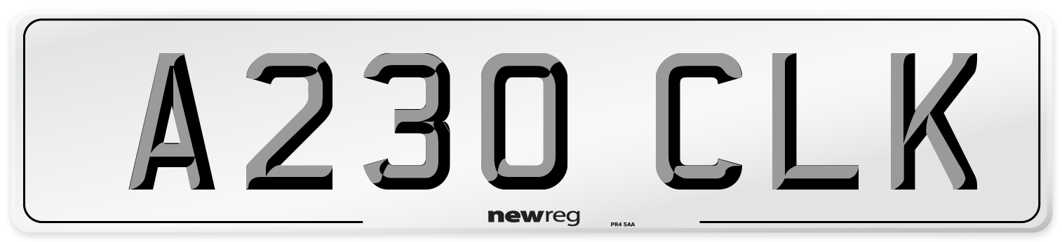 A230 CLK Number Plate from New Reg